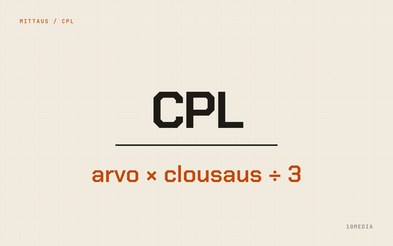 CPL = asiakkaan arvo × clousaus ÷ 3